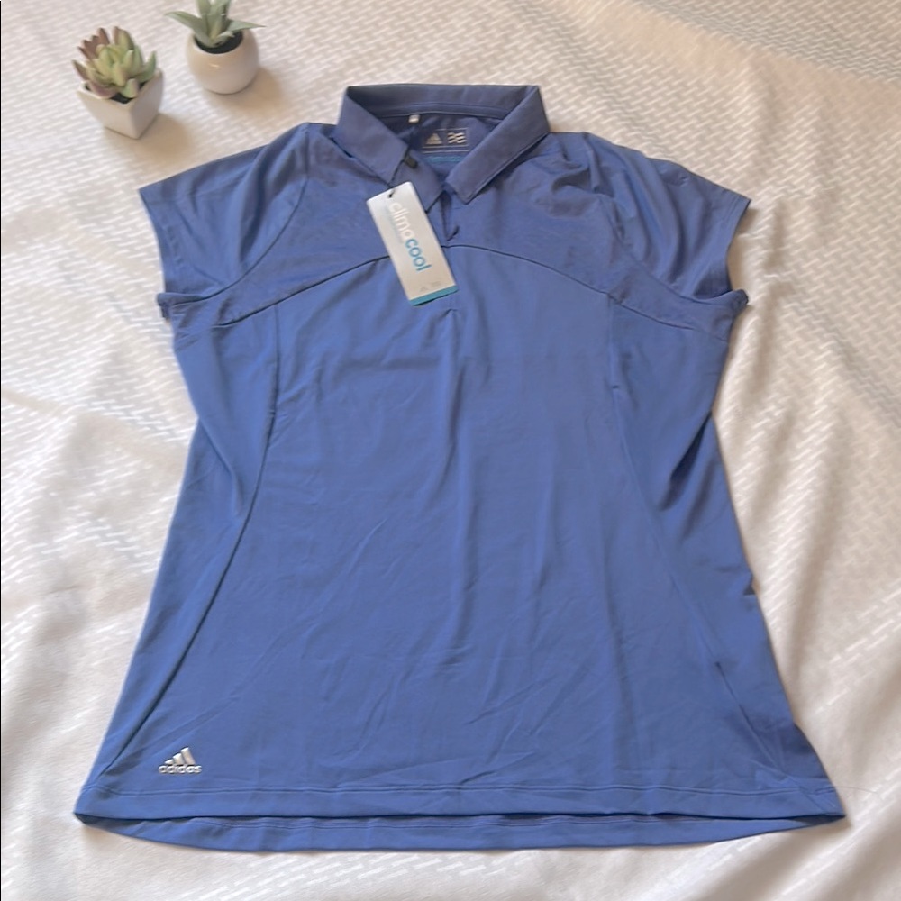 Adidas Women's Purple/Blue cap sleeve Polo Top S